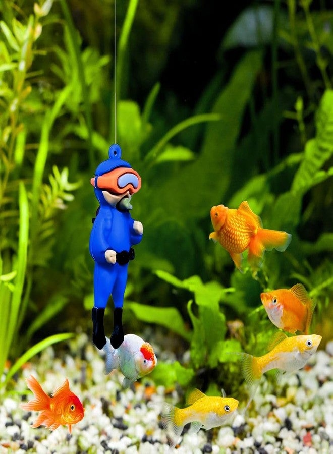 PET FUN Floating Diver Aquarium Decoration for Fish Tank | 2 Pcs Resin Diver Ornament with Bubble String | Safe for Fish & Aquatic Pets | Aquarium Accessories for Tank Decoration (Red & Blue) - Image 5